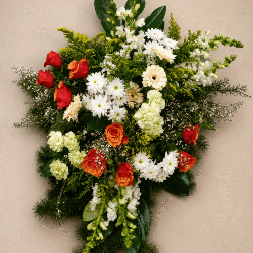dessus de cercueil blanc, rouge, vert