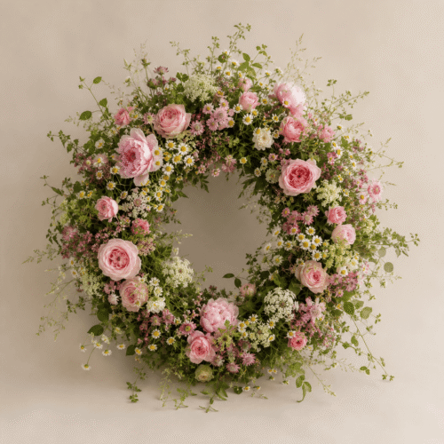Couronne de fleurs rose