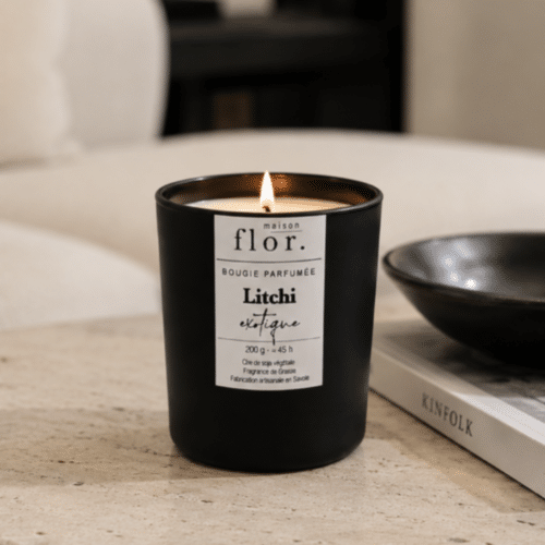 bougie artisanale au litchi