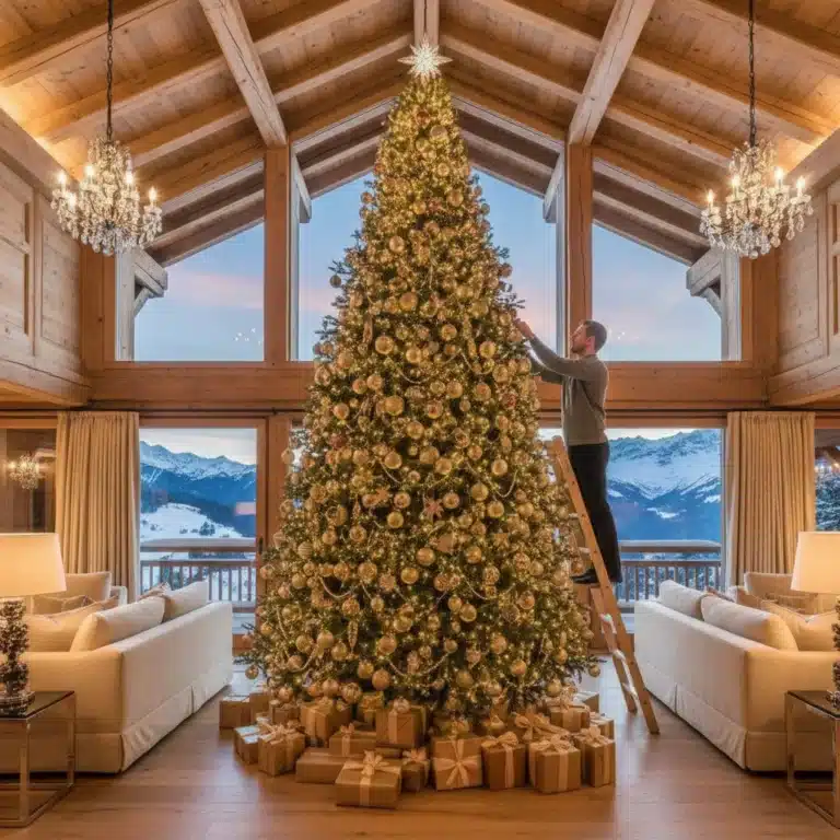 Sapin de Noël décoré à Megève – livraison et pose - sapin noel decore megeve